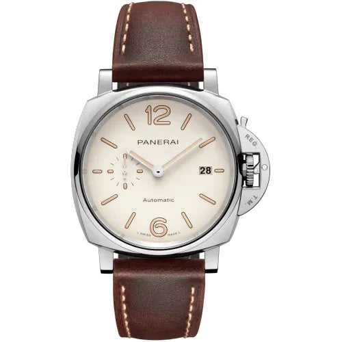 Reloj Panerai Luminor Due de acero automático de 42 mm con correa piel
