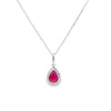 Dije con cadena en oro blanco de 14K con diamante de 0.08CT y rubí de 0.84CT