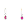 Aretes en oro blanco de 14K con diamante de 0.19CT y rubí de 0.93CT