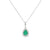 Dije con cadena en oro blanco de 14K con diamante de 0.08CT y esmeralda de 0.56CT