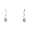 Aretes en oro blanco de 14K con diamante de 0.19CT y esmeralda de 0.64CT