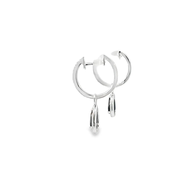 Aretes en oro blanco de 14K con diamante de 0.19CT y zafiro de 1.04CT