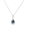 Dije con cadena en oro blanco de 14K con diamante de 0.08CT y zafiro de 0.97CT