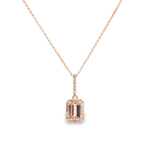Dije con cadena en oro rosa de 14K con diamante de 0.10CT