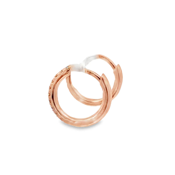 Arracadas en oro rosa de 14K con diamantes de 0.15 ct HSI