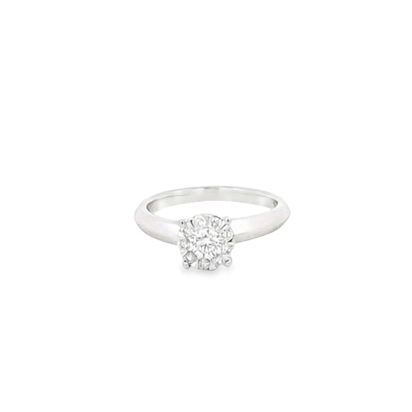 Anillo solitario en oro blanco de 14K con 0.77 ct en diamante HSI