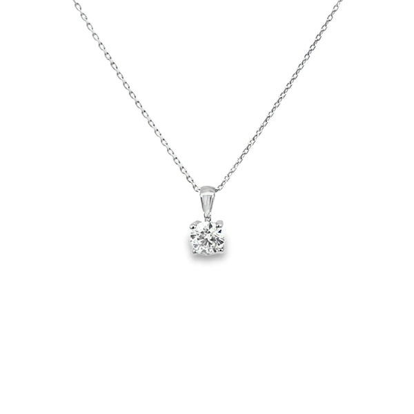 Dije con Cadena en 14K en Oro Blanco con 0.35CT en Diamante calidad H SI