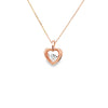 Dije con cadena en oro rosa de 14K diamante de 0.10 ct corazón