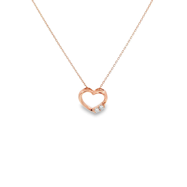 Dije con Cadena en 14K en Oro Rosa con 0.05CT en Diamantes forma de Corazón