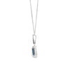 Dije con cadena en oro blanco de 14K con diamante de 0.09CT y topacio London Blue