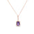 Dije con cadena en oro rosa de 14K con diamante de 0.10CT y amatista