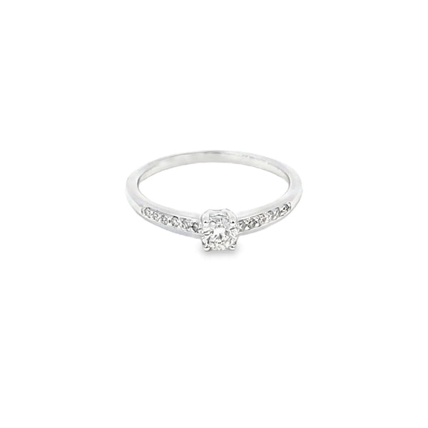 Anillo Solitario en 14K en Oro Blanco con 0.25CT - 0.28CT en Diamantes calidad H S1