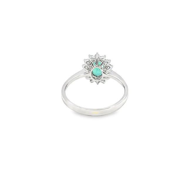 Anillo de dama en oro de 14K OB con diamante de 0.30 ct y esmeralda de 0.88 ct