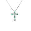 Cruz con cadena en oro blanco de 14K con esmeralda de 0.27 ct