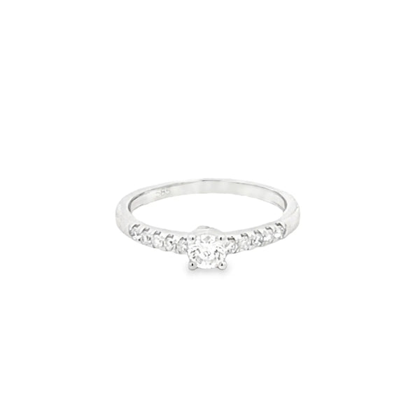 Anillo solitario en oro blanco de 14K con diamante entre 0.25 y 0.42 ct