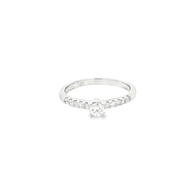 Anillo solitario en oro blanco de 14K con diamante entre 0.20 y 0.37 ct