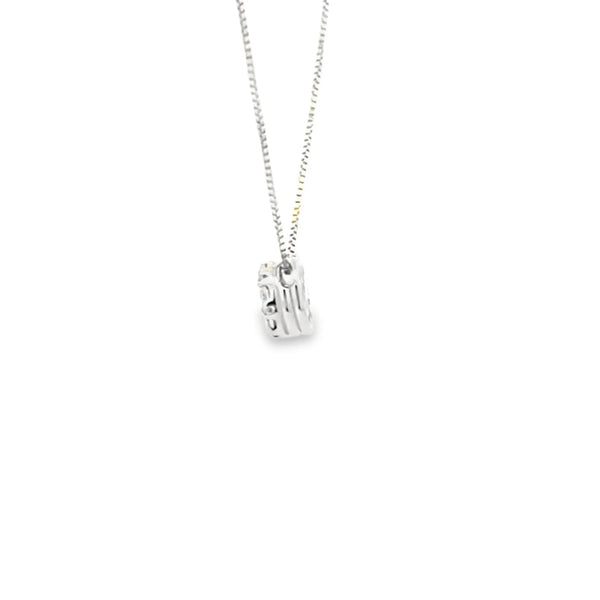 Dije con cadena en oro blanco de 14K con 0.23 ct en diamante H VS1