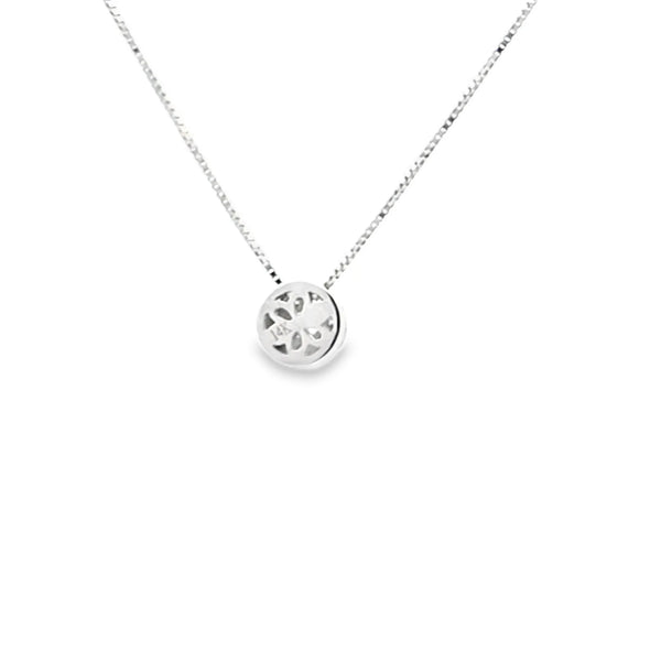 Dije con cadena en oro blanco de 14K con 0.23 ct en diamante H VS1