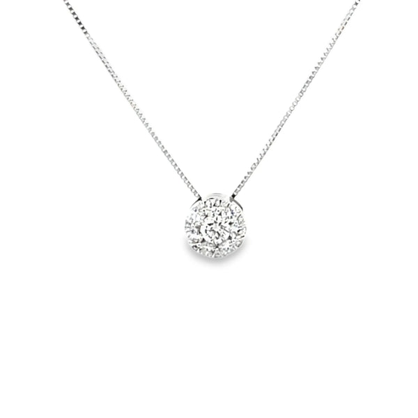 Dije con cadena en oro blanco de 14K con 0.35 ct en diamante H VS1