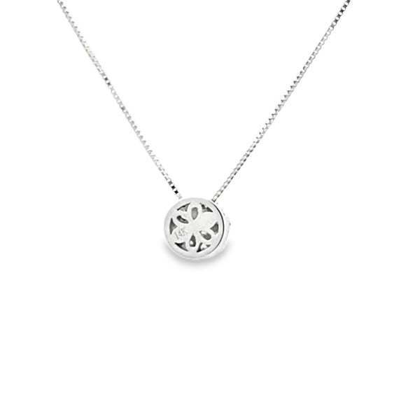 Dije con cadena en oro blanco de 14K con 0.35 ct en diamante H VS1
