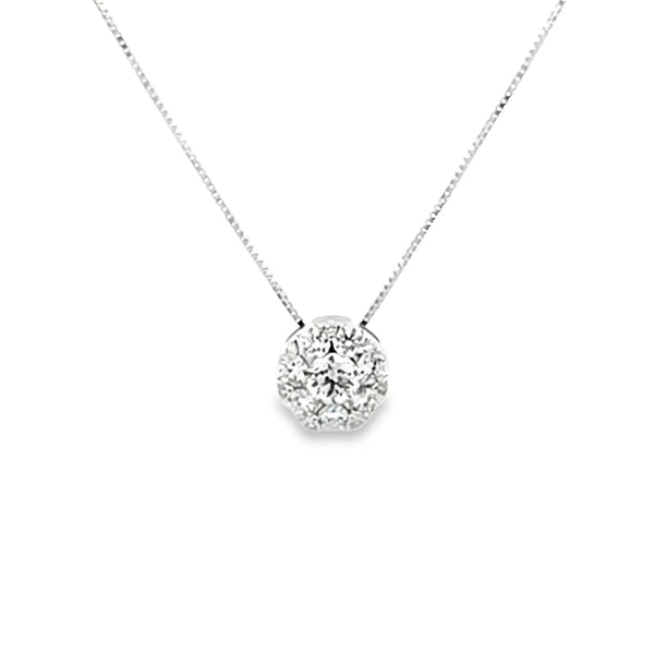 Dije con cadena en oro blanco de 14K con 0.54 ct en diamante H VS1