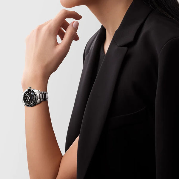 Reloj Longines Spirit Acero Automático 39MM ZULU TIME Negro