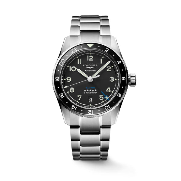 Reloj Longines Spirit Acero Automático 39MM ZULU TIME Negro