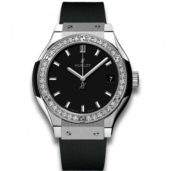 Reloj Hublot Classic Fusion Automático de 38 mm en Caja de Titanio con Esfera Gris y Detalles de Diamantes