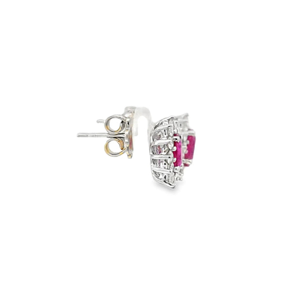 Aretes en 14K en Oro Blanco con 0.62CT en Diamantes y 1.25CT en Rubíes