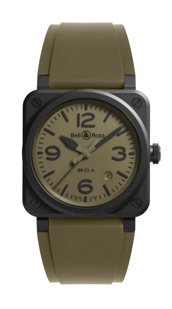 Reloj Bell & Ross BR 03-92 Military Type Automático de 41 mm en Caja de Cerámica con Esfera Verde