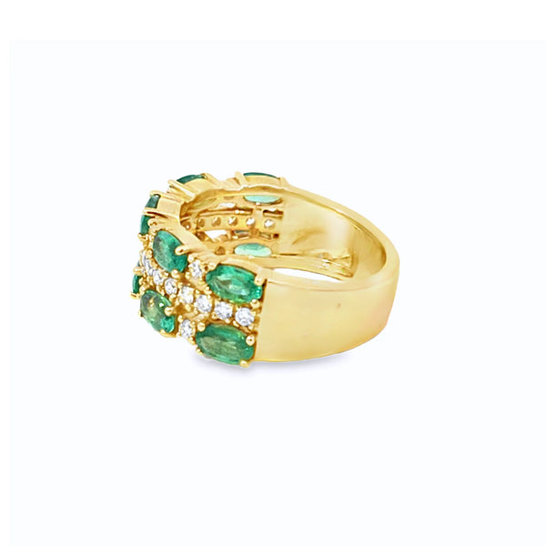 Anillo para Dama en 14K en Oro Amarilllo con 0.57CT en Diamantes y 2.25CT en Esmeraldas