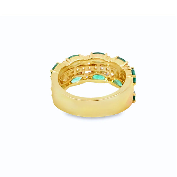 Anillo para Dama en 14K en Oro Amarilllo con 0.57CT en Diamantes y 2.25CT en Esmeraldas