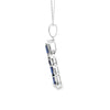 Cruz con cadena en oro blanco de 14K con 0.48 ct en diamantes y 3.81 ct en zafiros