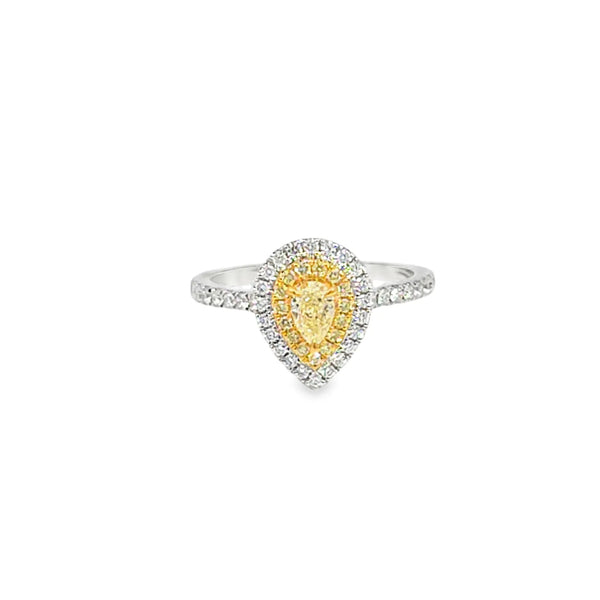 Anillo para Dama en 18K en oro blanco con 0.40ct en diamantes y 0.40 ct Yellow Fancy