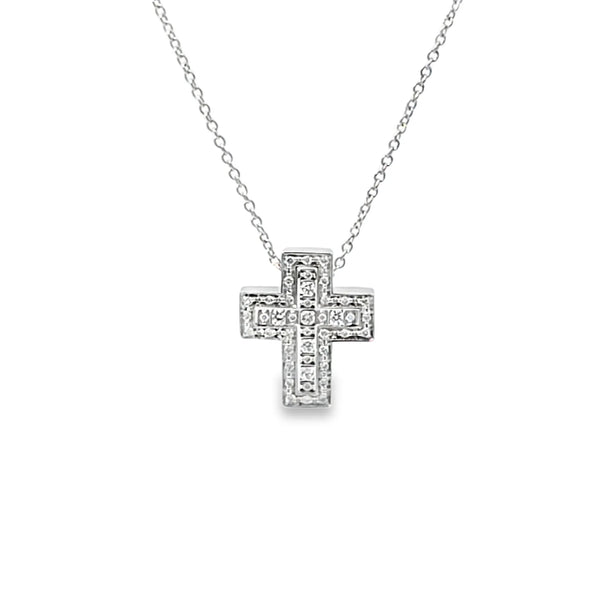 Cruz con cadena en oro de 18K OB con diamante de 0.16 ct - Damiani