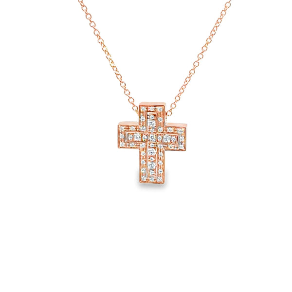Cruz con cadena en oro de 18K OA con diamante de 0.17 ct - Damiani