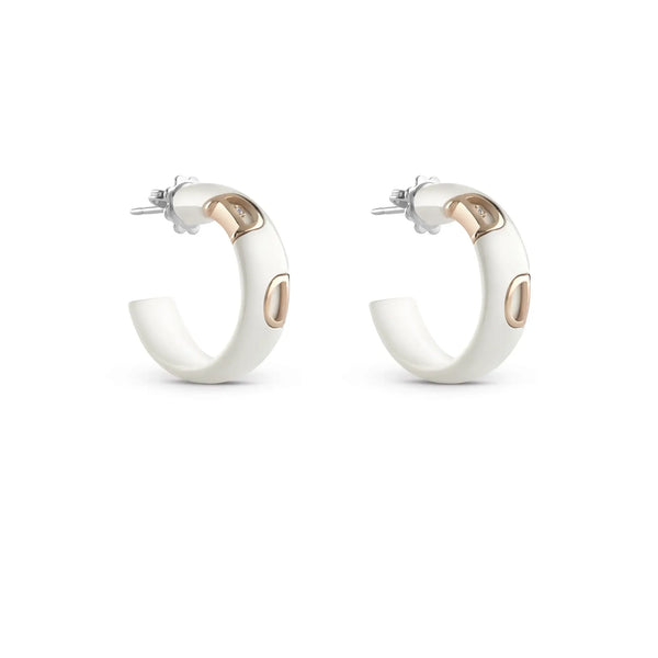 Aretes en Oro de 18K con Cerámica Blanca de la Colección Dicon de Damiani