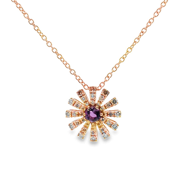 Dije con cadena en oro de 18K OA con diamante de 0.60 ct colección Margherita- Damiani