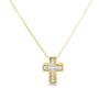 Cruz con cadena en oro amarillo de 14K con 0.06 ct en diamante H SI1