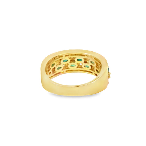 Anillo para Dama en 14K en Oro Amarillo con 0.67Ct en Diamantes y 1.40CT en Esmeraldas