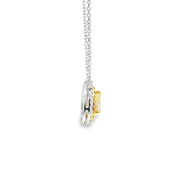 Dije con cadena en oro blanco de 18K con diamante de 0.41CT y piedra FY de 0.51CT