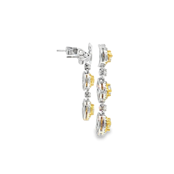 Aretes de oro blanco de 18K con diamante de 1.10 ct y piedra FD de 1.53 ct, lujo supremo
