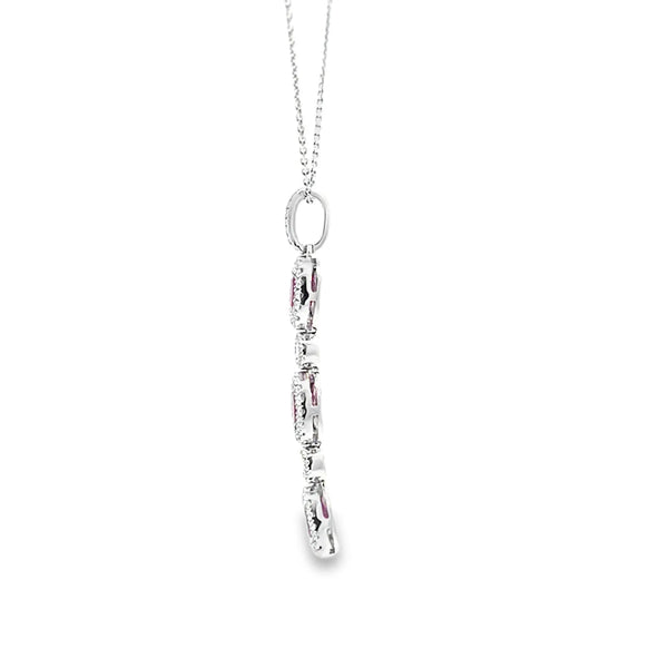 Dije con Cadena en 14K en Oro Blanco con 0.47CT en Rubíes