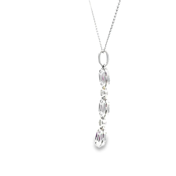 Dije con Cadena en 14K en Oro Blanco con 0.47CT en Rubíes