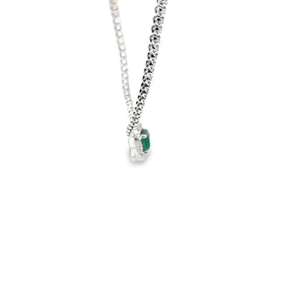 Gargantilla en 14K en Oro Blanco con 1.30CT en Diamantes y 1.83CT en Esmeralda