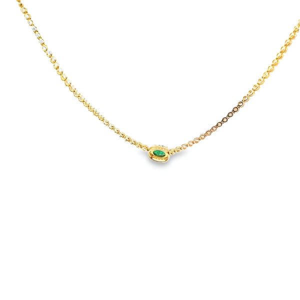 Gargantilla en 14K en Oro Amarillo con 1.15CT en Diamantes y 0.76CT en Esmeralda
