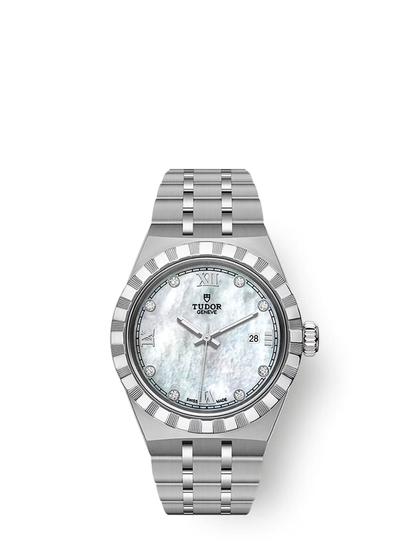 Reloj Tudor Royal Automático de 28 mm en Acero Inoxidable con Esfera de Nácar y Brillantes