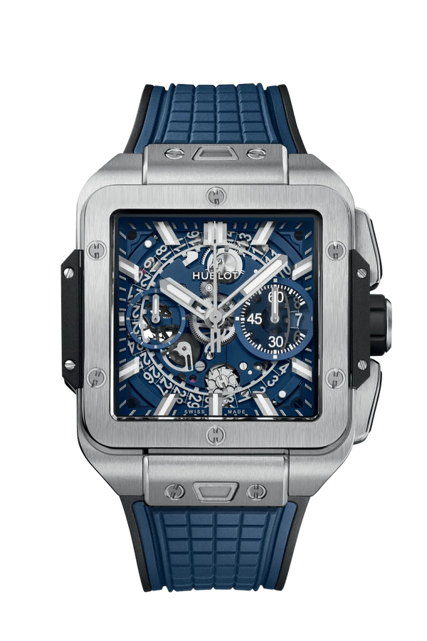 Reloj Hublot Square Bang Cronógrafo Automático de 42 mm en Caja de Titanio con Esfera Azul