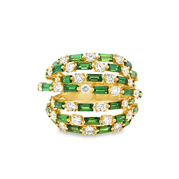 Anillo para Dama en 18K en Oro Amarillo con 1.95CT en diamantes y 4.05CT en Tsavorite