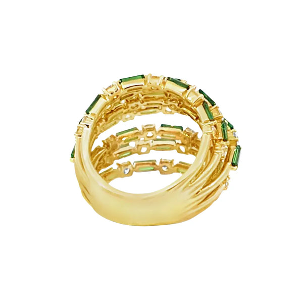 Anillo para Dama en 18K en Oro Amarillo con 1.95CT en diamantes y 4.05CT en Tsavorite